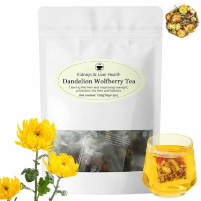 Dandelion Wolfberry Tea Supports Kidneys & Liver Health with a Natural Blend of Seven Herbal Ingredients 120g per Pack