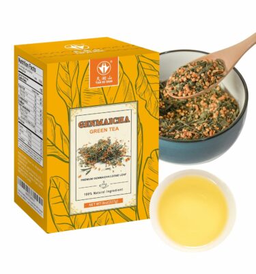 TIAN HU SHAN Genmaicha Green Tea with Roasted Rice Low Caffeine Loose Leaf 8 Ounce Pack of 1