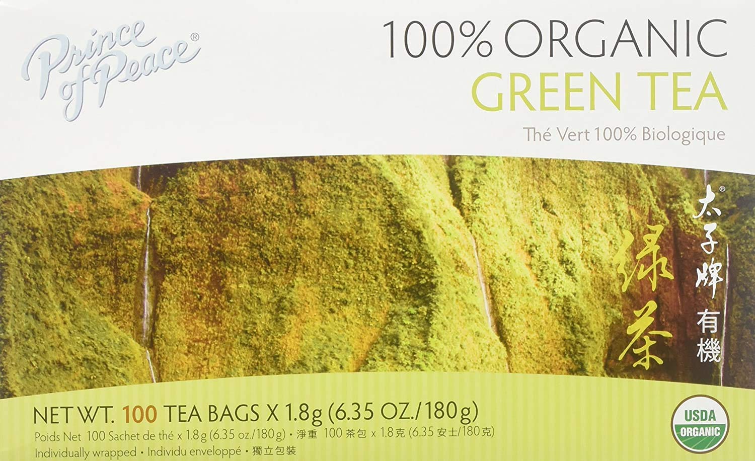 Prince of Peace Organic Green Tea 100 Tea Bags 100% Organic Green Tea Herbal Health Benefits