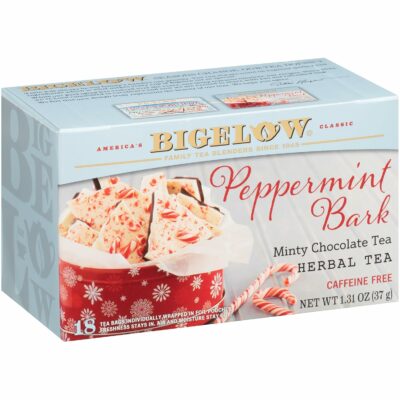 Bigelow Tea Peppermint Bark Herbal Tea Caffeine Free Tea with Peppermint and Chocolate Pack of 6 108 Total Tea Bags