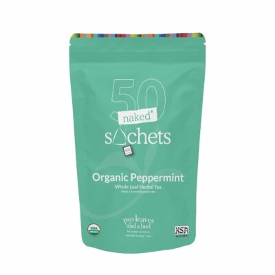 Two Leaves and a Bud Organic Peppermint 50 Naked Tea Sachets Naturally Caffeine Free 50 Count Pack of 1