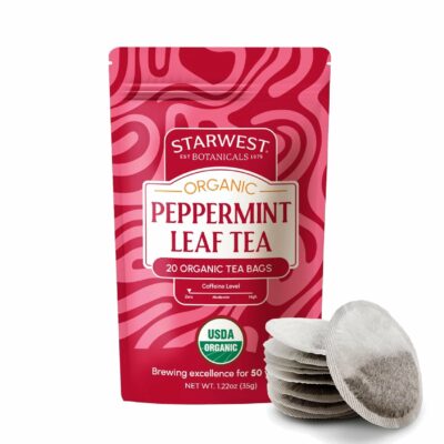 Starwest Botanicals Organic Peppermint Leaf Tea Caffeine Free Herbal Tea 20 Tea Bags