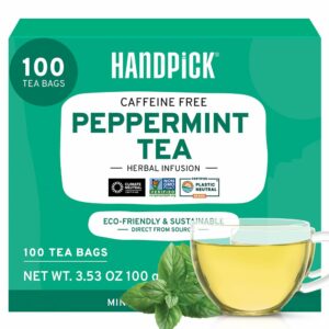 HANDPICK Peppermint Tea Eco Conscious Tea Bags 100 Count Caffeine Free