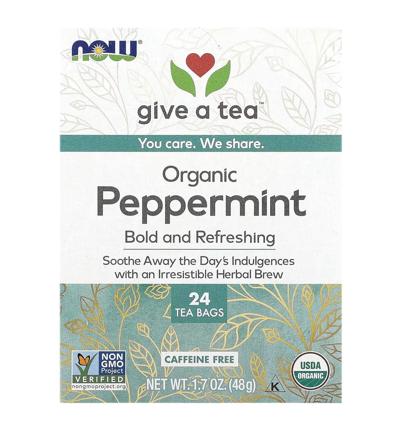 NOW Foods Give a Tea™ Organic Peppermint Tea Caffeine Free 24 bags