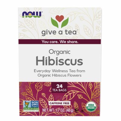 NOW Foods Organically Hip Hibiscus™ Tea Caffeine Free Unbleached Tea Bags with our No-Staples Design 24 Count