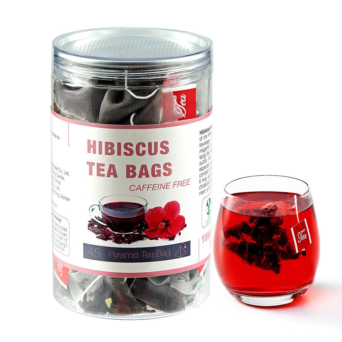 45 Hibiscus Tea Bags Dried Hibiscus Flower Tea Natural Edible Herbal Roselle Rosehip Tea