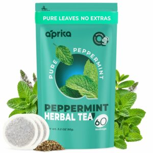 100% Pure Peppermint Tea Only Mint Leaves without Stems Peppermint Tea Bags Caffeine Free Bags 60 Teabags