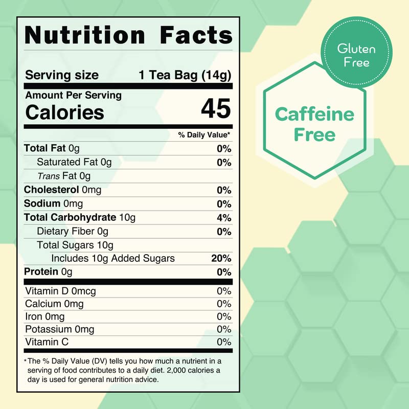 True Honey Peppermint Tea Bags Honey Crystals Blended in Every Sachet All Natural Organic Herbal Caffeine Free Tea Bag 24 Count