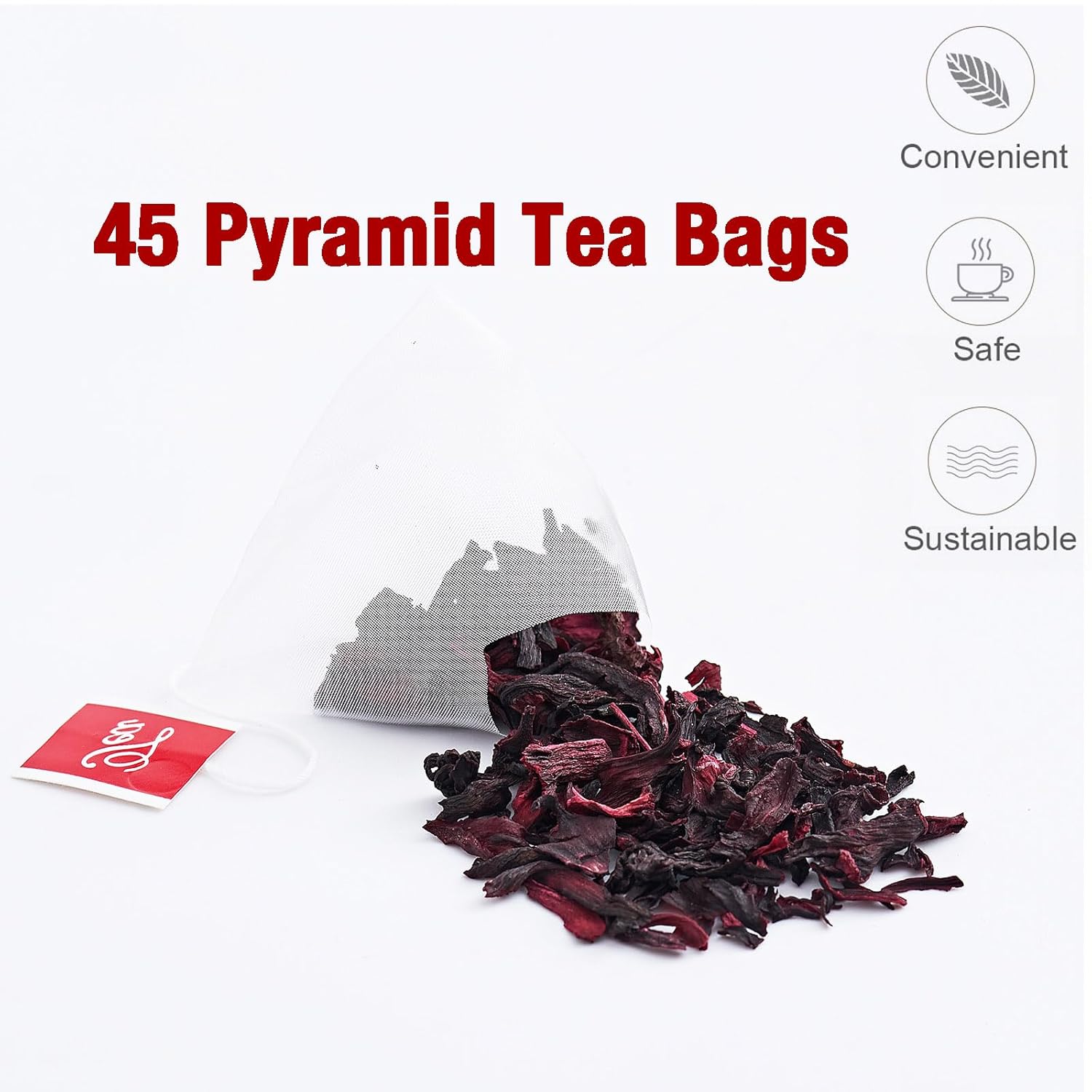 45 Hibiscus Tea Bags Dried Hibiscus Flower Tea Natural Edible Herbal Roselle Rosehip Tea