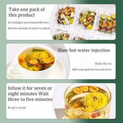 Dandelion Wolfberry Tea Supports Kidneys & Liver Health with a Natural Blend of Seven Herbal Ingredients 120g per Pack