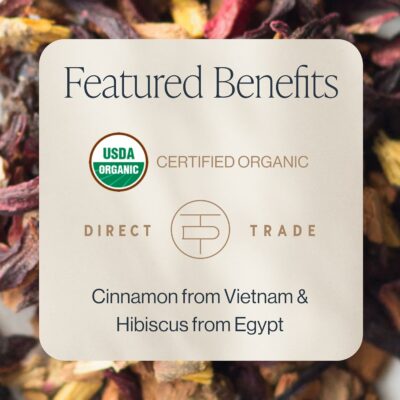 Rishi Tea Cinnamon Plum Herbal Tea Organic Caffeine Free Loose Leaf 16 Ounces 45+ Servings