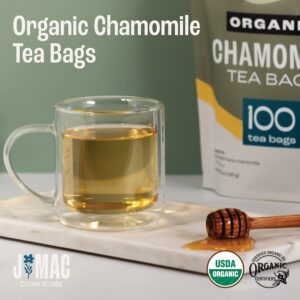 J MAC BOTANICALS Organic Chamomile Tea Bags Certified by Organic Certifiers Packaged in the USA 50 Teabags