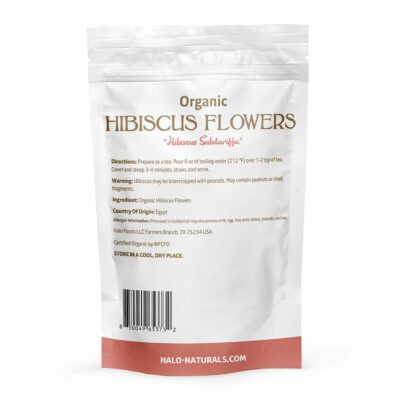 Halo Naturals Organic Hibiscus Flowers Cut & Sifted 1 Pound Hibiscus sabdariffa Packaged in The USA