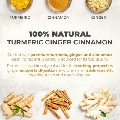 LeafLea 40 Turmeric Ginger Cinnamon Tea Bags 100% Natural Ingredients Herbal Tea Caffeine Free