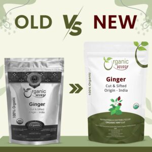 Organic Way Ginger Root Cut & Sifted Zingiber officinale Herbal Tea 100% Raw from India 1LB -16OZ