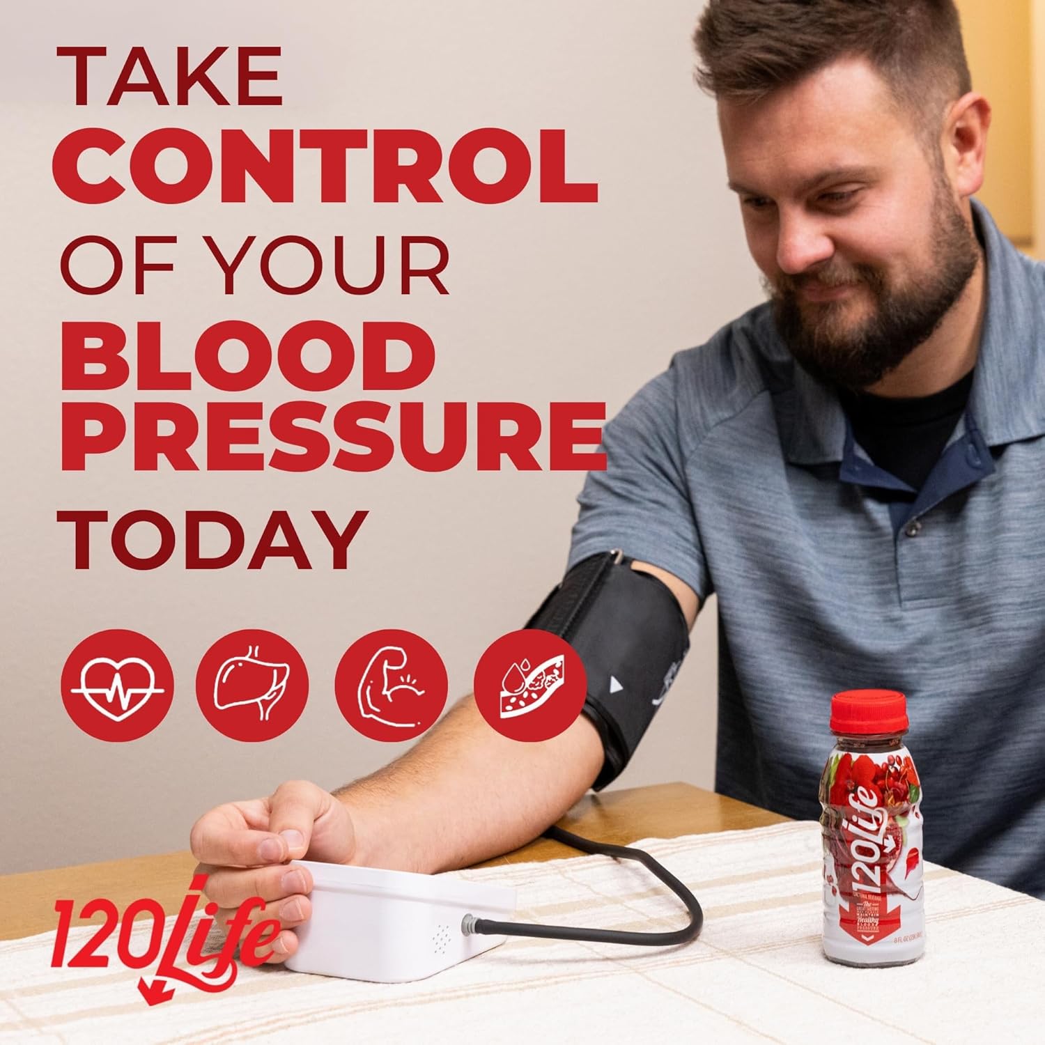 120Life Blood Pressure Support Beet Root Juice Pomegranate Extract Cranberry Juice Tart Cherry Hibiscus and Magnesium 8 Fl Oz Pack of 14