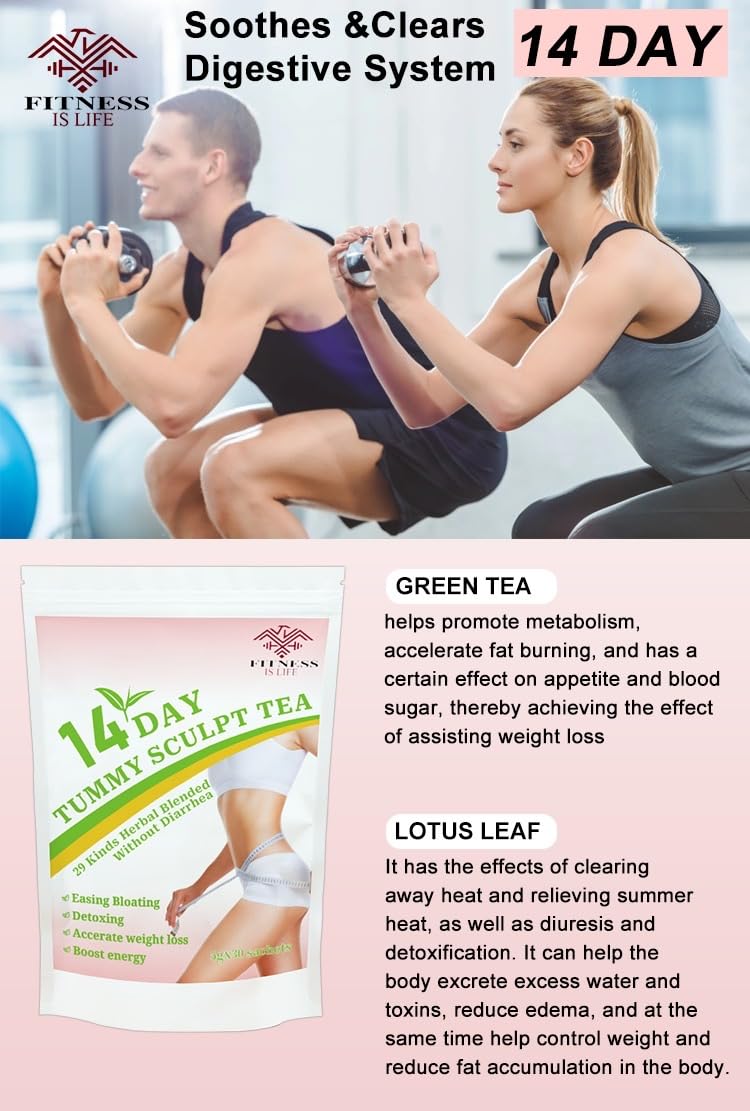 14-Day Flat belly Tea Natural Weight Loss and Detox Blend 30 Herbal Tea Bags
