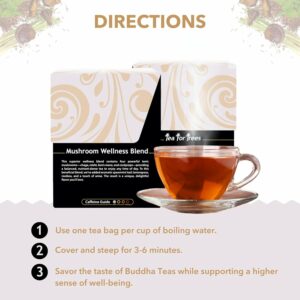 Buddha Teas Organic Mushroom Wellness Blend Herbal Tea For Health & Wellbeing Caffeine Free 18 Tea Bags Pack of 1
