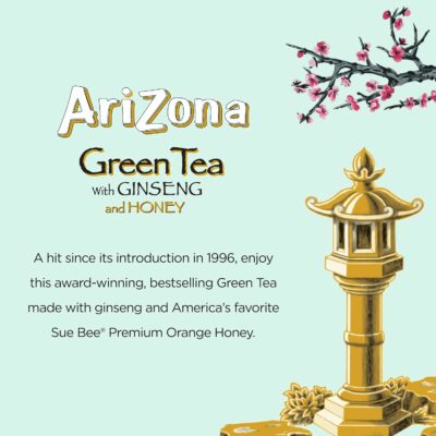 Arizona Green Tea with Ginseng and Honey 16 Fl Oz Pack of 12