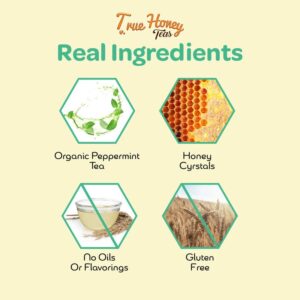 True Honey Peppermint Tea Bags Honey Crystals Blended in Every Sachet All Natural Organic Herbal Caffeine Free Tea Bag 24 Count