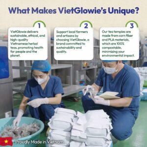 VietGlowie 20 Hibiscus Blend Pyramid Tea Bags 5.2gBag to 33oz Caffeine-Free