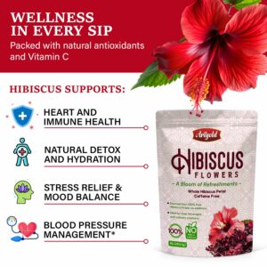 Arigold Pure Whole Petals Hibiscus Tea 1lb Organic Dried Hibiscus Flowers hibiscus loose leaf Herbal Tea Caffeine Free