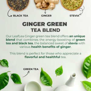 LeafLea Ginger Green Tea 120 Tea Bags Premium Green Tea Blend with Pure Ginger Root