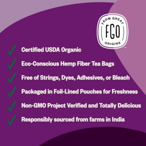 FGO Organic Tulsi Holy Basil Tea 100 Count Eco-Conscious Herbal Tea Bags Caffeine Free Pack of 1