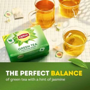 Lipton Signature Blend Green Tea Bags Unsweetened Teabags for Hot Tea or Iced Tea with Caffeine and Flavonoids 40 Total Tea Bags