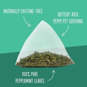Two Leaves and a Bud Organic Peppermint 50 Naked Tea Sachets Naturally Caffeine Free 50 Count Pack of 1
