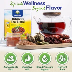 VietGlowie 20 Hibiscus Blend Pyramid Tea Bags 5.2gBag to 33oz Caffeine-Free