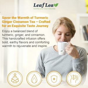 LeafLea 40 Turmeric Ginger Cinnamon Tea Bags 100% Natural Ingredients Herbal Tea Caffeine Free
