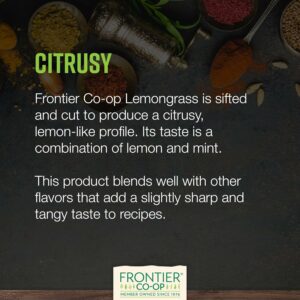 Frontier Co-op Organic Lemongrass 1lb Bulk Bag Cut & Sifted 100% Pure & Natural Dried Lemon Grass