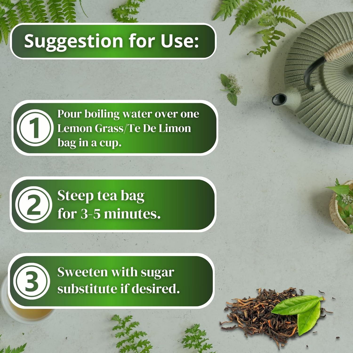 Hanan Lemongrass Tea Hierba Luisa Organica Loose Leaf Lemongrass Herb 25 Natural Herbal Tea Bags