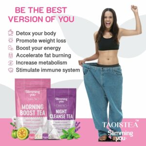 TAOISTEA 14 Day Detox Tea for Weight Loss Body Cleanse Metabolism Boost Morning Boost and Night Cleanse Teas