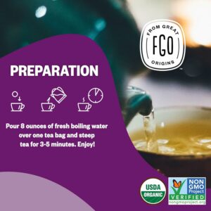 FGO Organic Tulsi Holy Basil Tea 100 Count Eco-Conscious Herbal Tea Bags Caffeine Free Pack of 1