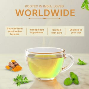 Tealeaf & Co. Turmeric Tulsi Holy Basil Green Tea Low Caffeine 100 Teabags