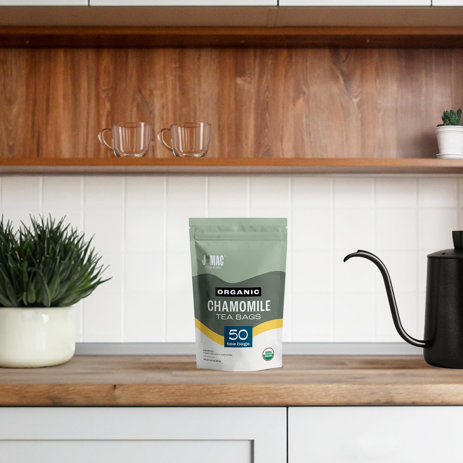 J MAC BOTANICALS Organic Chamomile Tea Bags Certified by Organic Certifiers Packaged in the USA 50 Teabags
