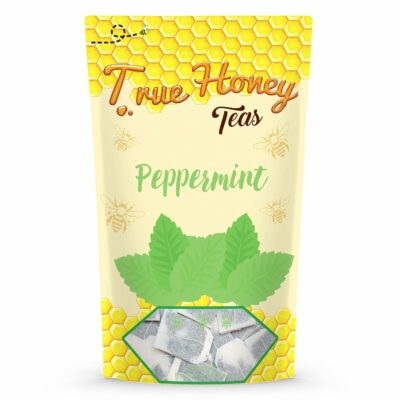 True Honey Peppermint Tea Bags Honey Crystals Blended in Every Sachet All Natural Organic Herbal Caffeine Free Tea Bag 24 Count