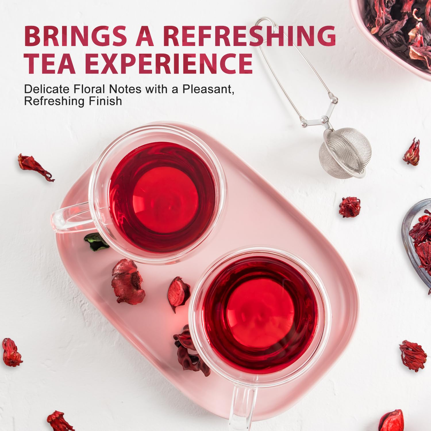 Soeos Organic Hibiscus Flower Herbal Tea 1lb 16oz Whole Dried Petals Caffeine Free & Naturally Refreshing Floral Blends