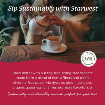 Starwest Botanicals Organic Hibiscus Tea Caffeine Free Herbal Tea String Free Sachets Bulk Pack 100 Tea Bags