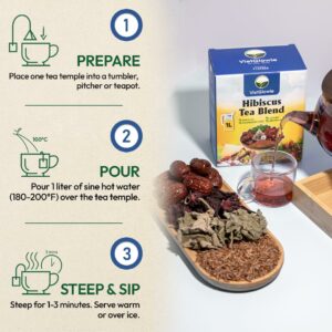 VietGlowie 20 Hibiscus Blend Pyramid Tea Bags 5.2gBag to 33oz Caffeine-Free