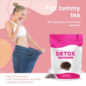 Natural Herbal Tea Caffeine Free Bloating Comfort & Digestive Calm with Ginseng & Peppermint 28 Easy Brew Tea Bags 1PCS