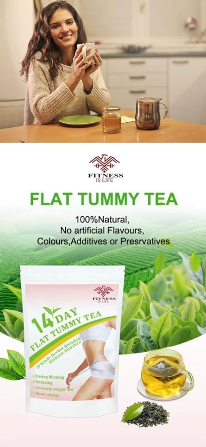 14-Day Flat belly Tea Natural Weight Loss and Detox Blend 30 Herbal Tea Bags