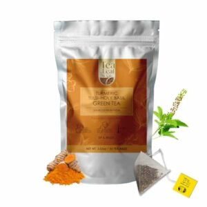 Tealeaf & Co. Turmeric Tulsi Holy Basil Green Tea Low Caffeine 100 Teabags