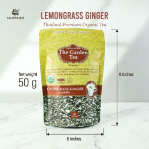 Suwirun Organic Lemongrass & Ginger Tea 25 Bags Product of Thailand Caffeine Free Herbal Tea