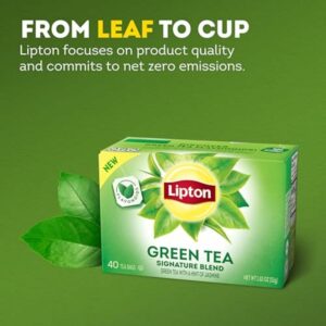 Lipton Signature Blend Green Tea Bags Unsweetened Teabags for Hot Tea or Iced Tea with Caffeine and Flavonoids 40 Total Tea Bags