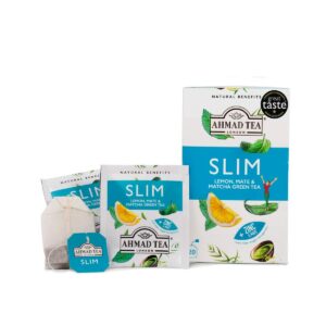 Ahmad Tea Green Tea Lemon Mate & Matcha Slim Natural Benefits Teabags 20 Teabags Pack of 1