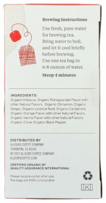 Allegro Tea Organic Hibiscus Spice Tea Bags 20 ct