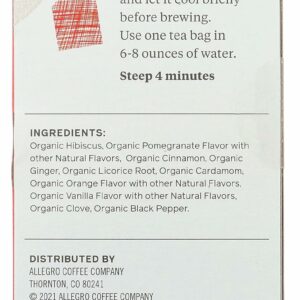 Allegro Tea Organic Hibiscus Spice Tea Bags 20 ct
